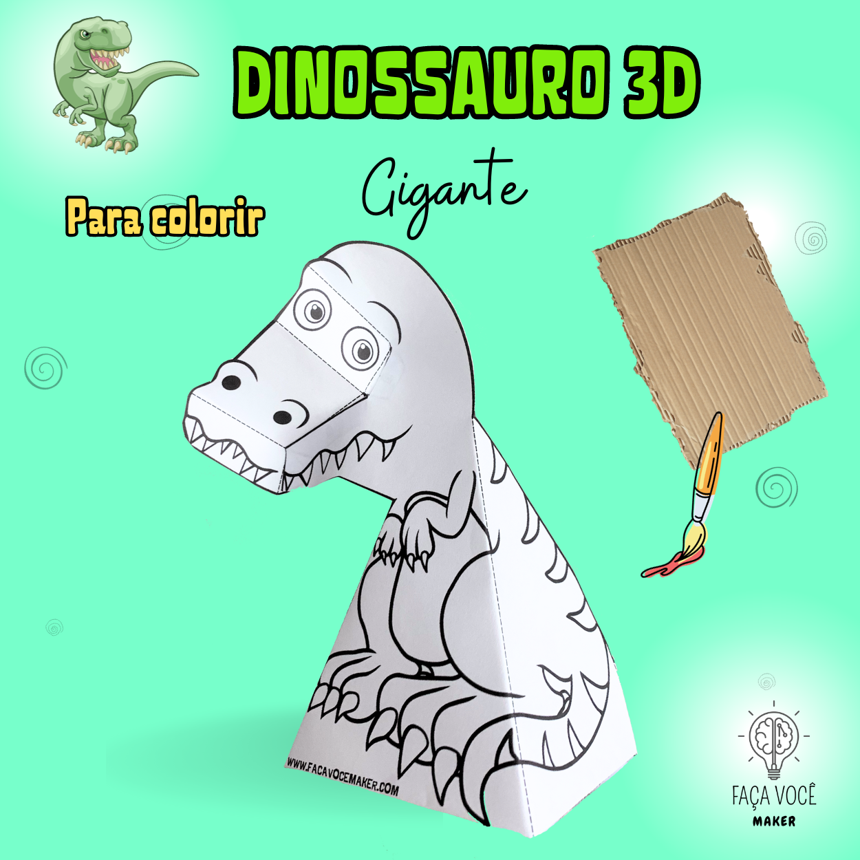 Dinossauro 3D para colorir