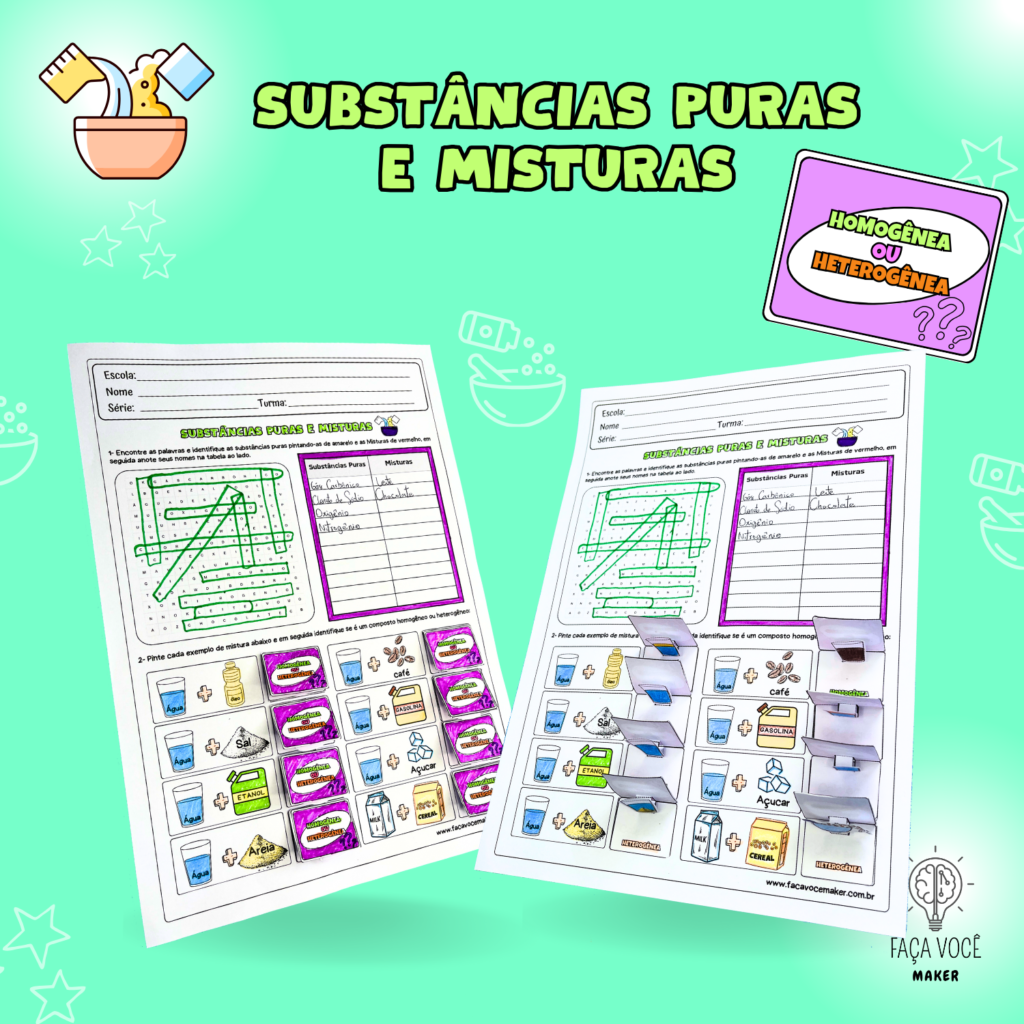 Substâncias Puras e Misturas (Homogêneas e Heterogêneas) – Faça Você Maker